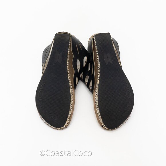 Modzori Troya Reversible Sandals 9 Wedge Thong Black/White Cutout Bohemian Artsy - Picture 8 of 10